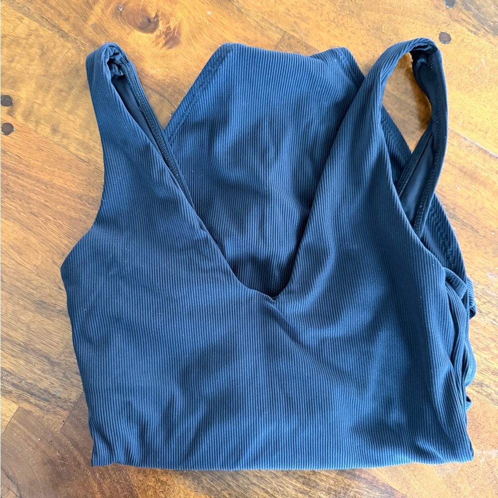 BECCA Black Ribbed Fabric one piece